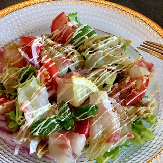 焼きなすと白身魚のカルパッチョ